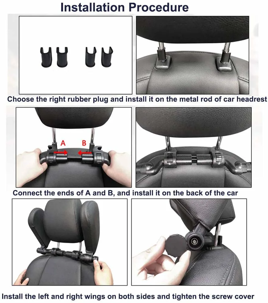 Car Seat Headrest Pillow Car Travel Headrest Adjustable PU Leather Head Neck Pillow Headrest for Travel Sleep Neck Support Esg12965